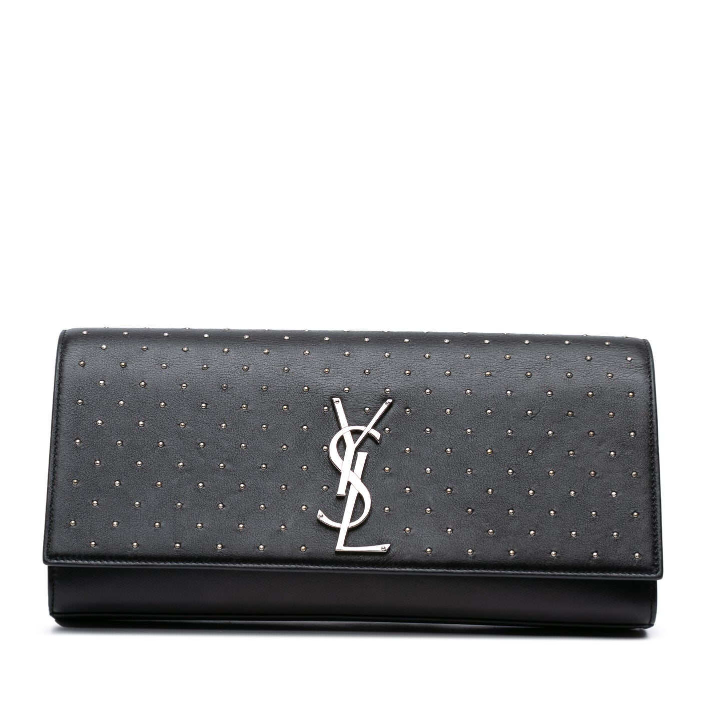 Saint Laurent Kate Studded Clutch Black Leather