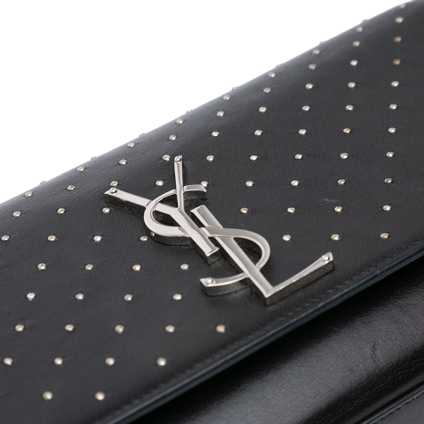 Saint Laurent Kate Studded Clutch Black Leather