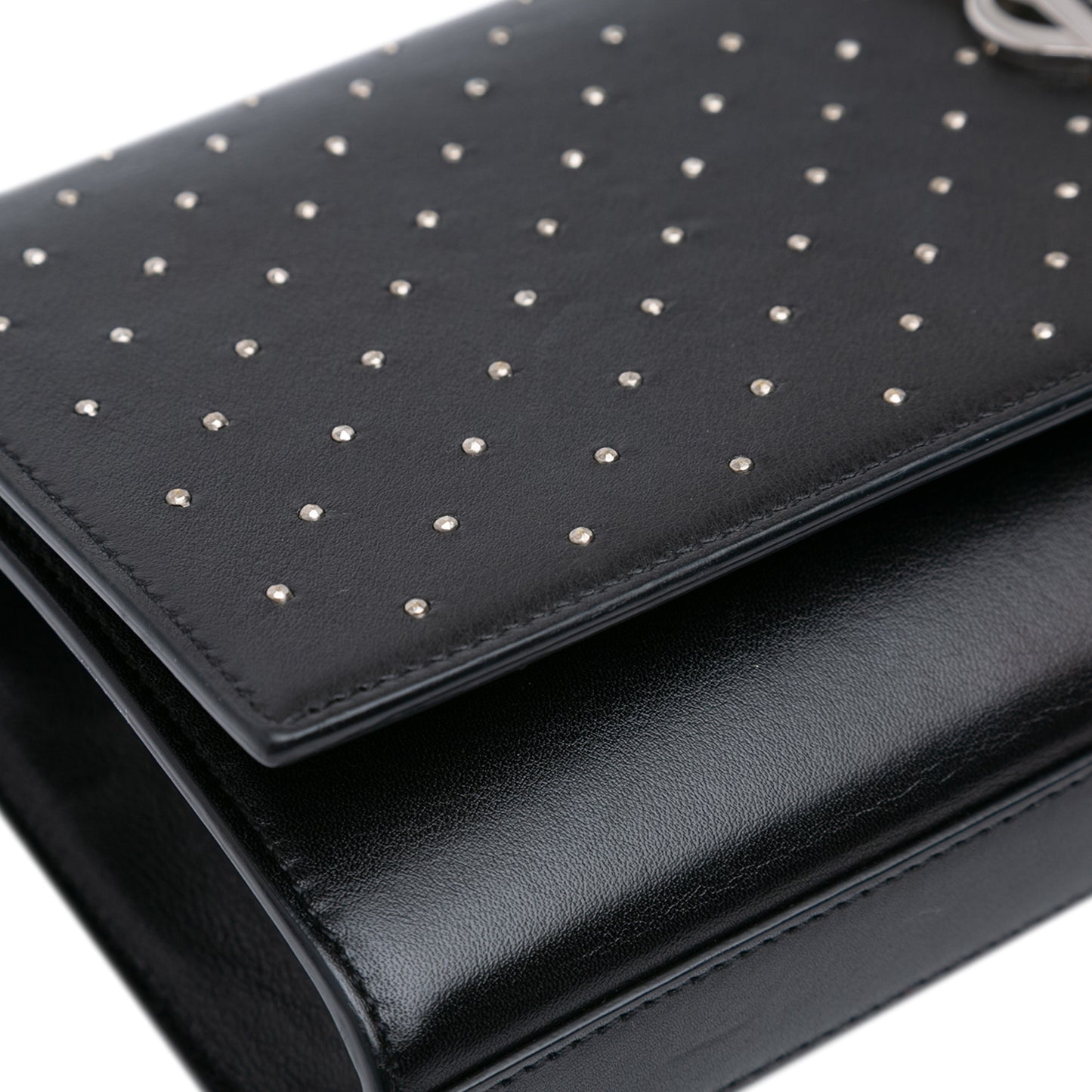 Saint Laurent Kate Studded Clutch Black Leather