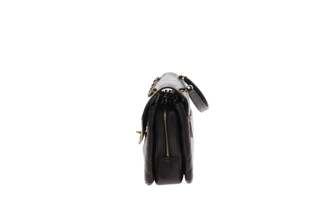 Chanel Black Chevron Leather Coco Envelope Flap Bag