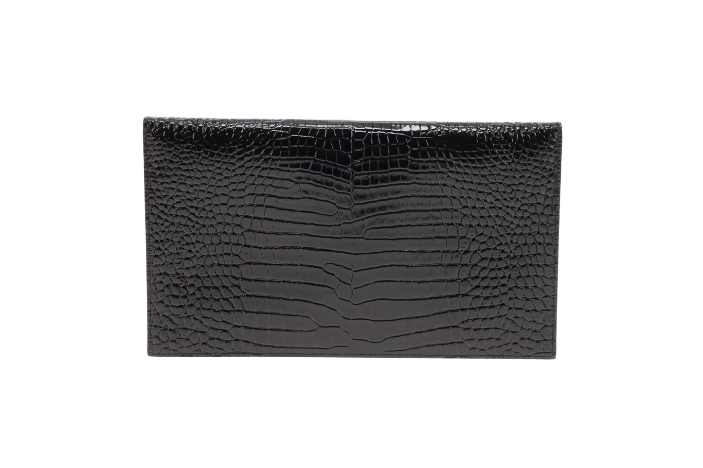 Saint Laurent Shiny Croc Embossed Leather SHW Uptown Pouch