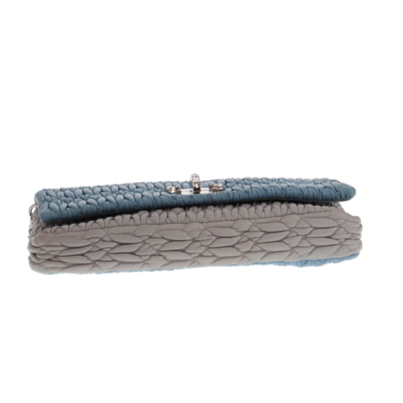 Miu Miu Iconic Crystal Cloqué Nappa Blue Leather SH (Missing Woven Strap)