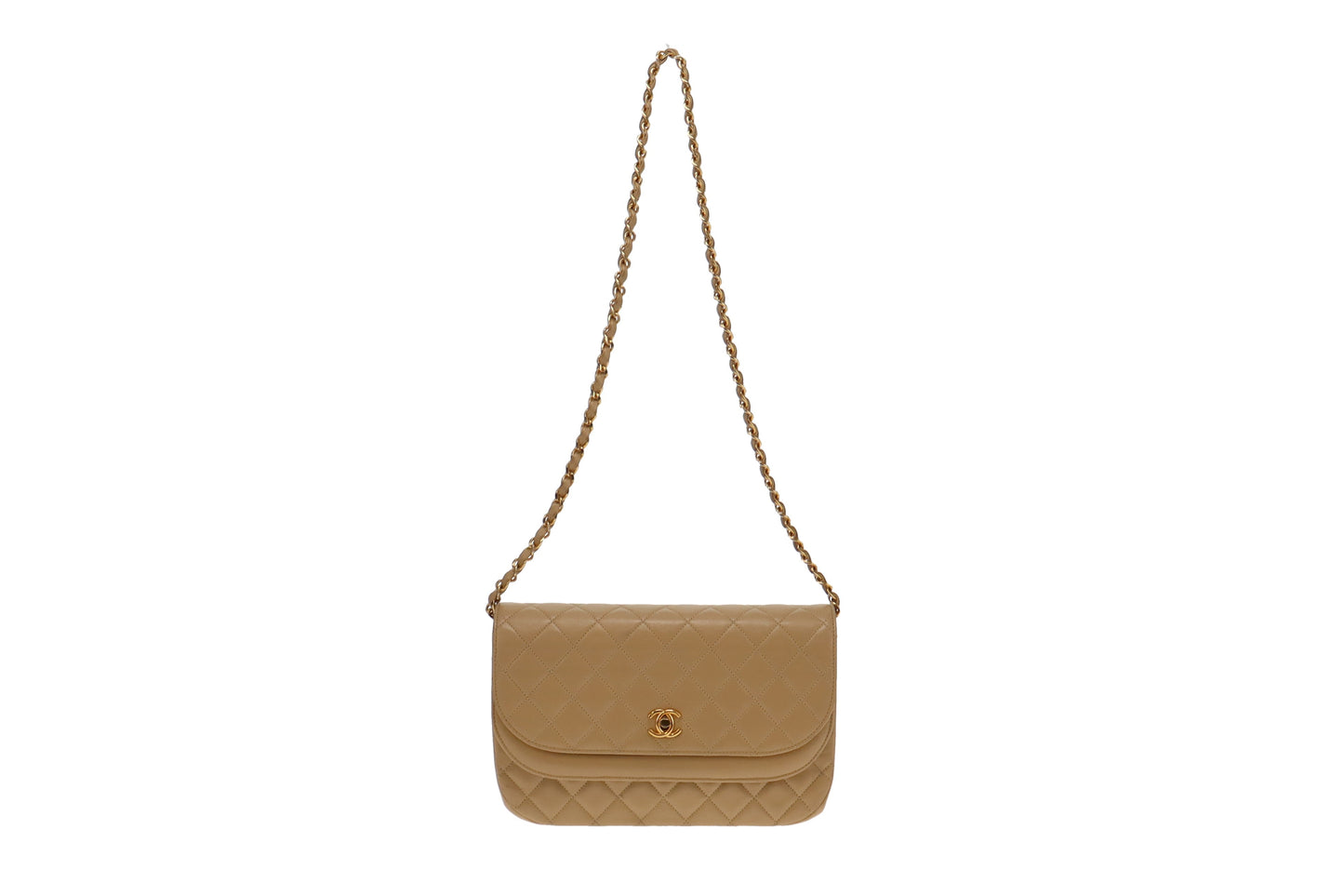 Chanel Vintage Timeless Beige Double Flap Bag (1980's)