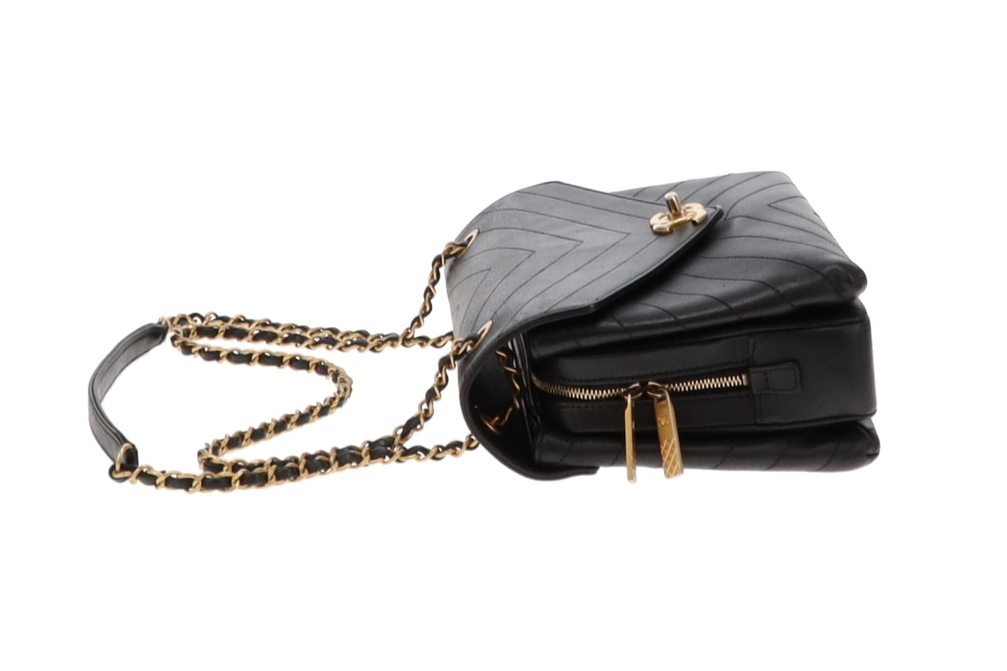 Chanel Black Chevron Leather Coco Envelope Flap Bag