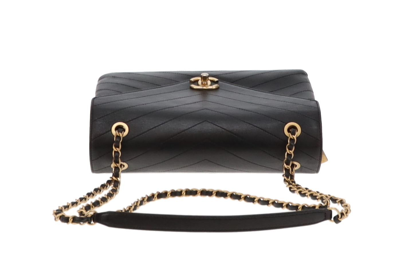 Chanel Black Chevron Leather Coco Envelope Flap Bag