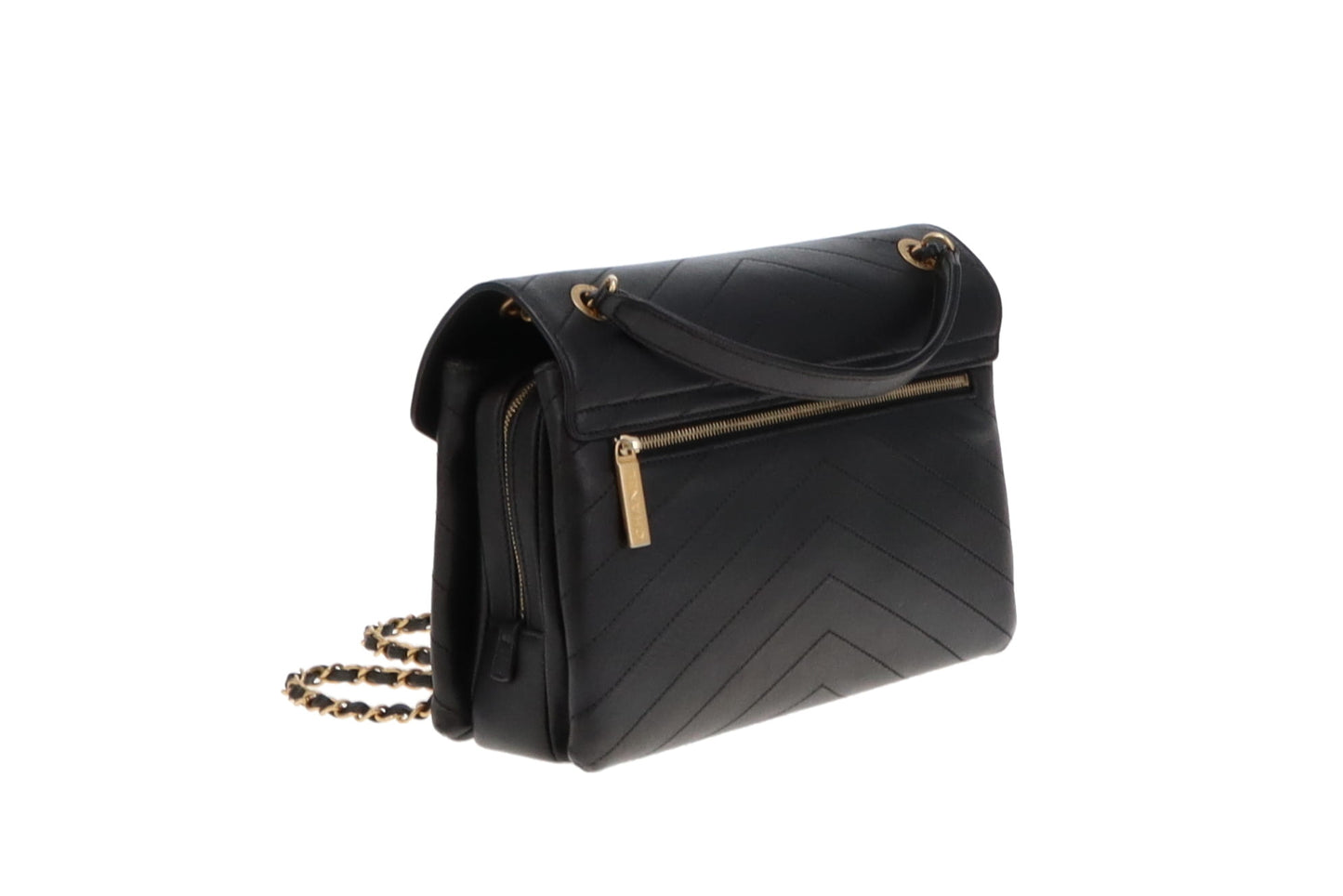 Chanel Black Chevron Leather Coco Envelope Flap Bag