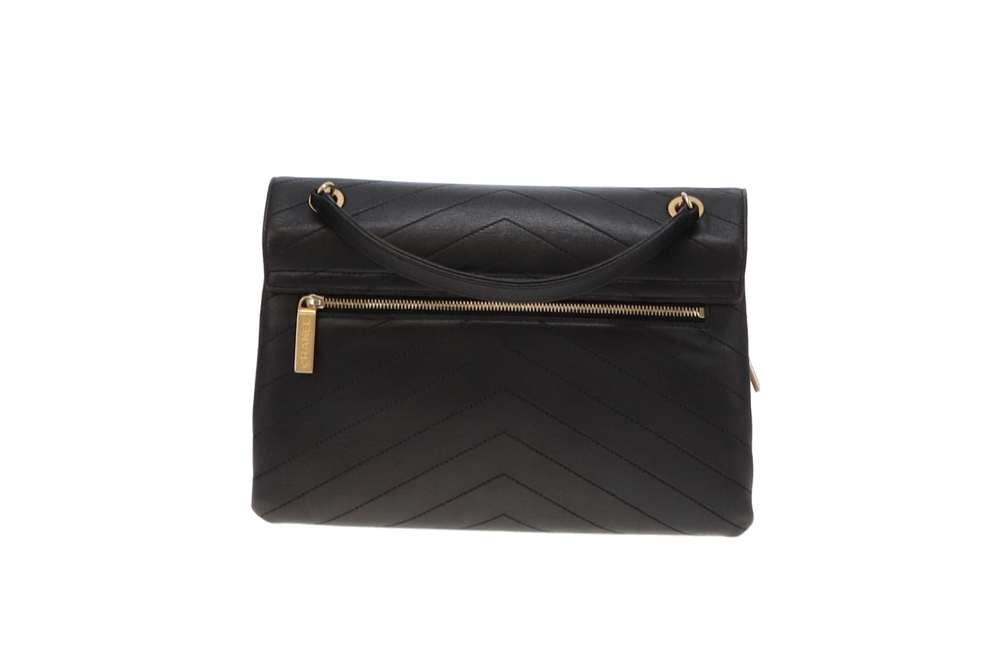 Chanel Black Chevron Leather Coco Envelope Flap Bag