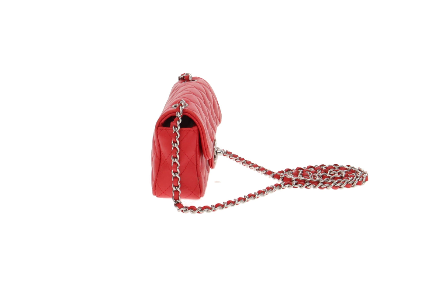 Chanel Coral Red Lambskin SHW Extra Mini Flap Bag