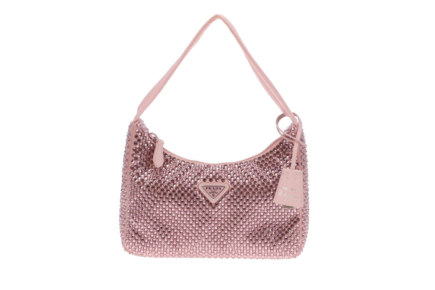 Prada Alabaster Pink Satin Bag With Crystals