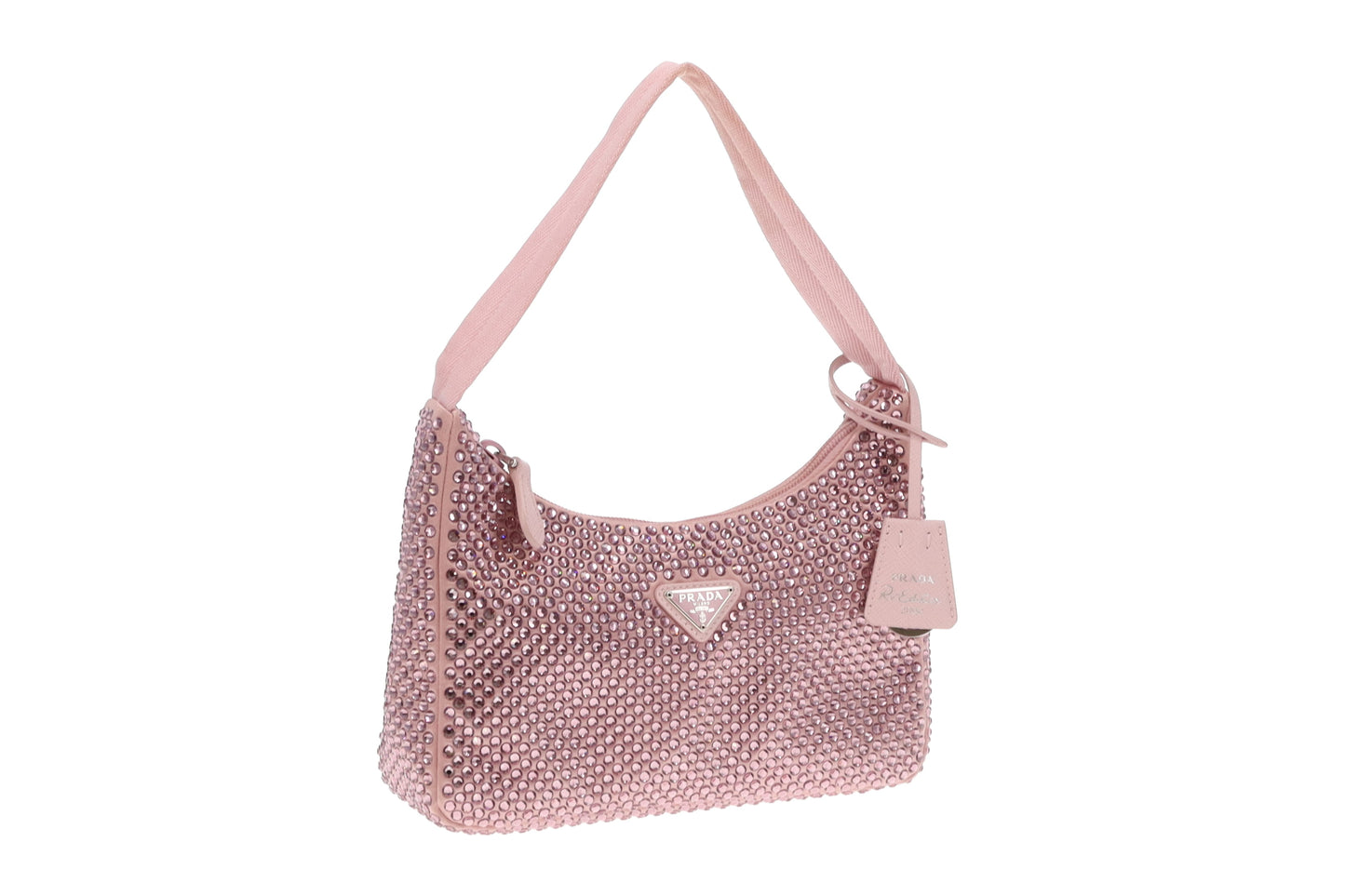 Prada Alabaster Pink Satin Bag With Crystals