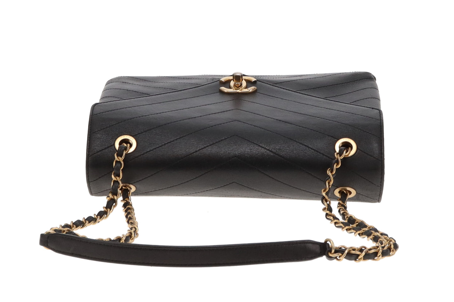 Chanel Black Chevron Leather Coco Envelope Flap Bag
