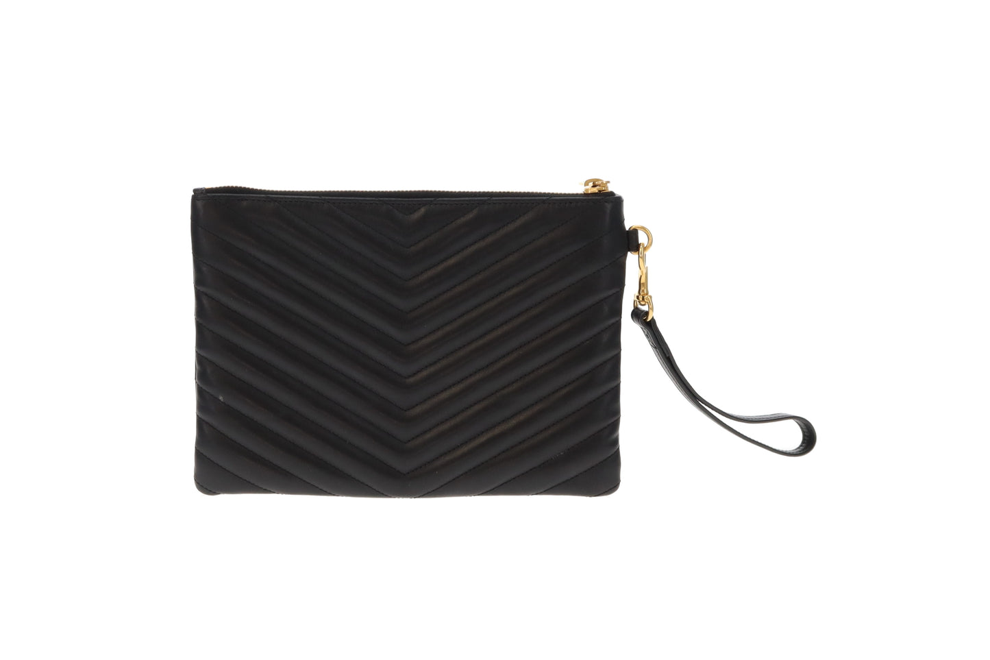 Saint Laurent Black Matelasse Cassandre A5 Pouch Wristlet