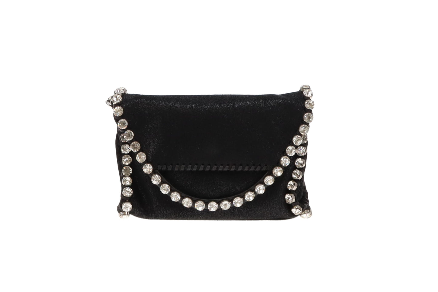 Stella McCartney Crystal Mini Foldover Falabella Black Shaggy Deer SH