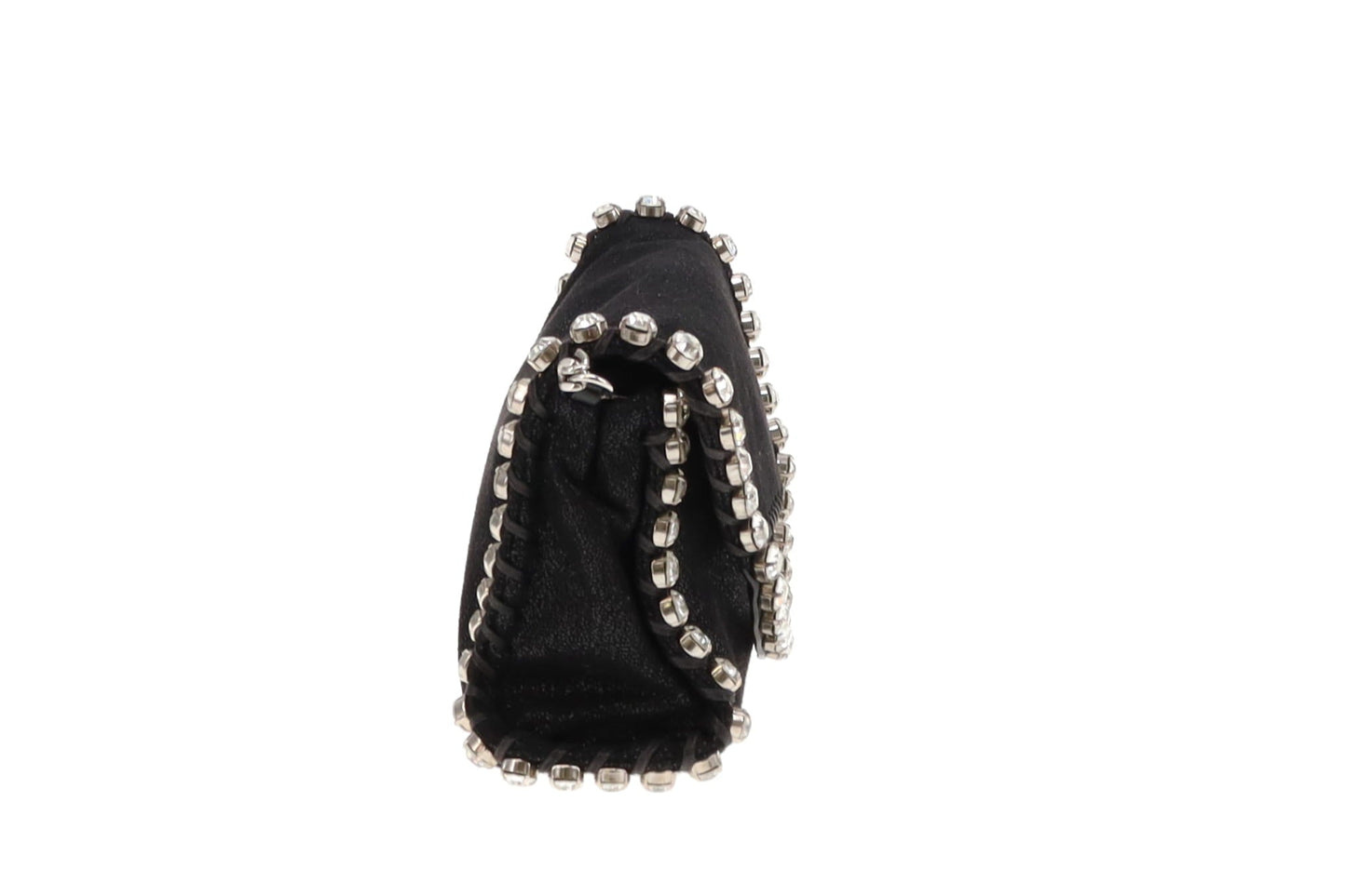 Stella McCartney Crystal Mini Foldover Falabella Black Shaggy Deer SH