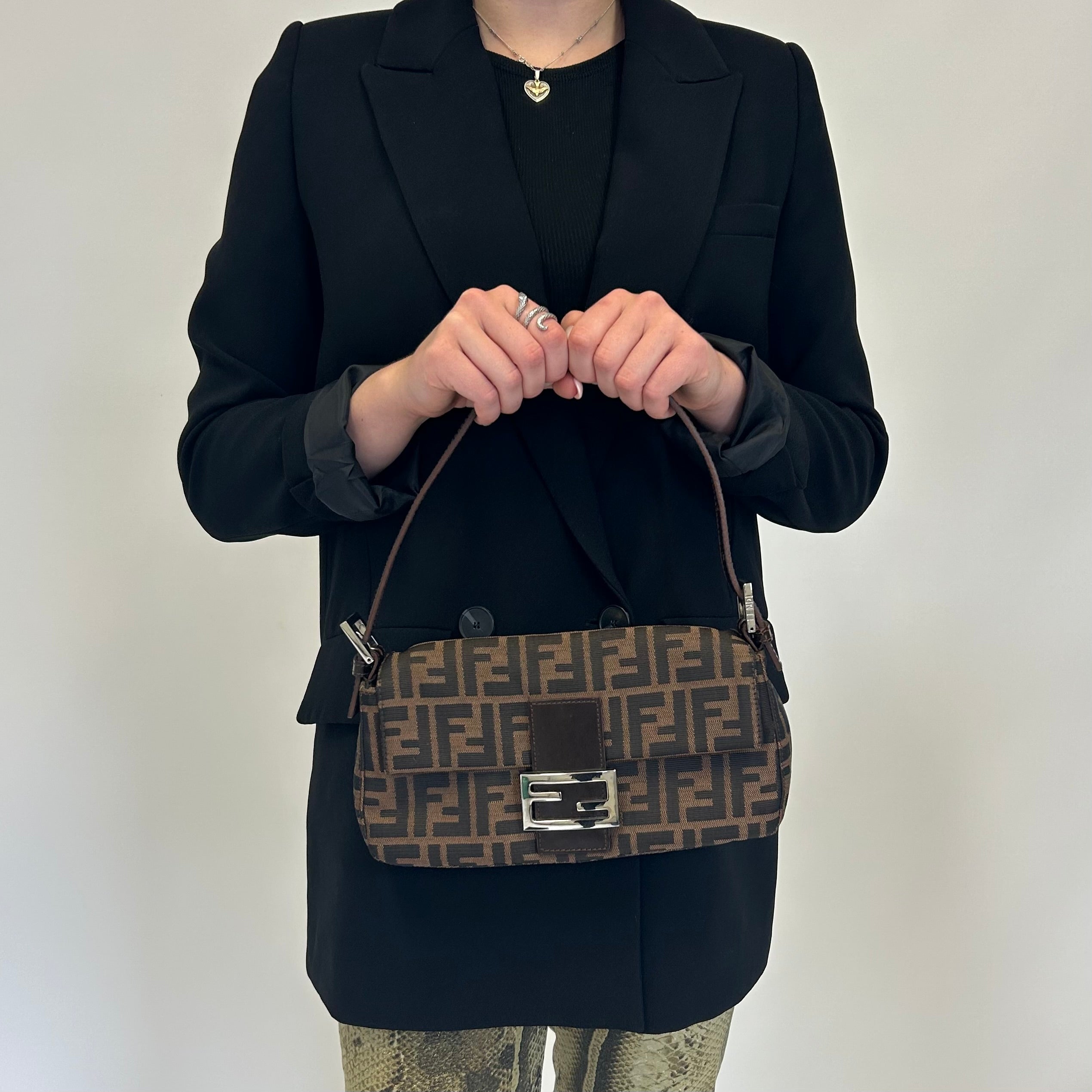 Fendi Zucca Canvas Baguette Rent Renew